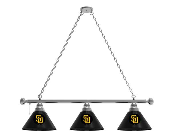 San Diego Padres 3 Shade Billiard Light with Chrome FIxture