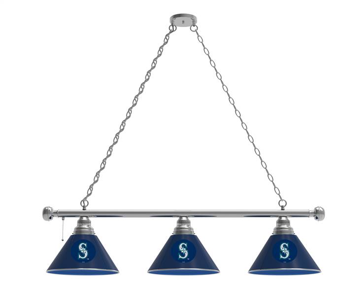 Seattle Mariners 3 Shade Billiard Light with Chrome FIxture