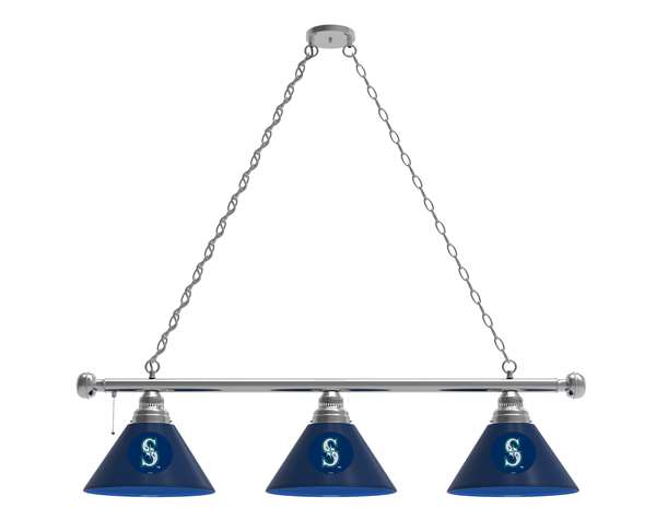 Seattle Mariners 3 Shade Billiard Light with Chrome FIxture