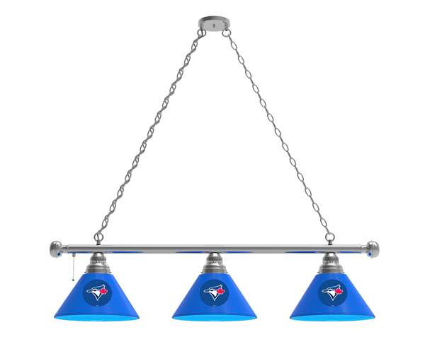 Toronto Blue Jays 3 Shade Billiard Light with Chrome FIxture