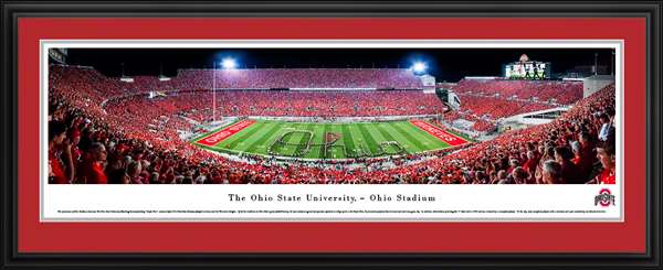 Ohio State Buckeyes Football Panorama - Marching Band Script - Ohio Stadium Deluxe Frame