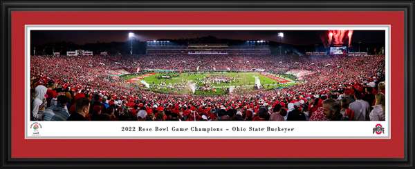 2022 Rose Bowl Game Victory Celebration Panoramic Picture - Ohio State Buckeyes Deluxe Frame