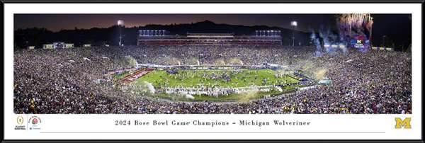 2024 Rose Bowl Champions Panoramic Picture - Michigan Wolverines Standard Frame