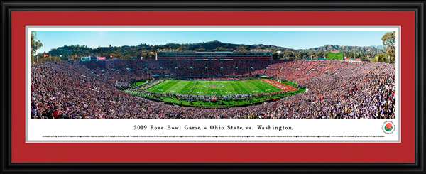 2019 Rose Bowl Game - Kickoff Panoramic Poster - Ohio State vs. Washington Deluxe Frame