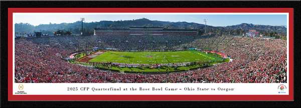 Ohio State Buckeyes vs Oregon Ducks 2025 Rose Bowl Game Panorama Print - Select Frame