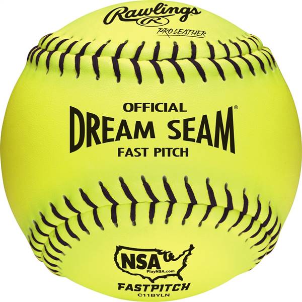 Rawlings NSA Raised Seam 11" Fastpitch Softball (C11BYLN) ( 1 Dozen Balls) 
