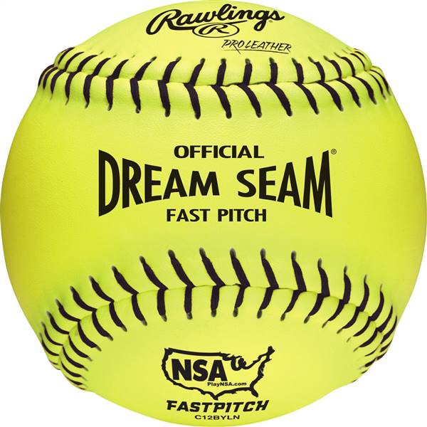 Rawlings NSA Raised Seam 12" Fastpitch Softball (C12BYLN) ( 1 Dozen Balls) 