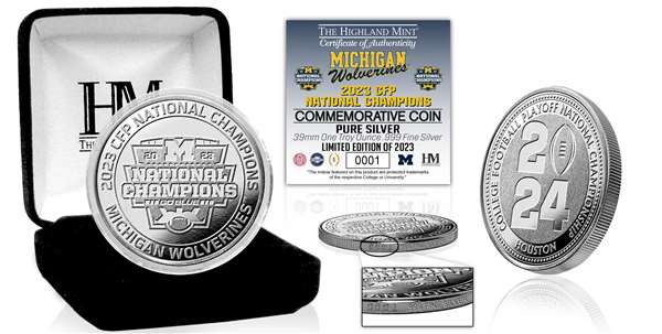 Michigan Wolverines 2023-24 CFP National Champions 1oz .999 Pure Silver Coin  