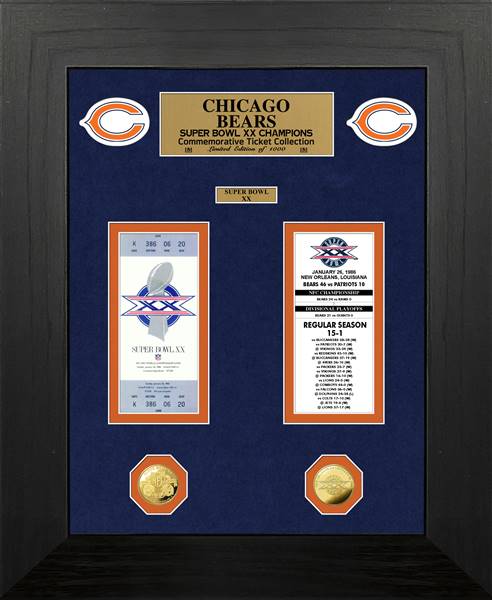 Chicago Bears Super Bowl Champions Deluxe Gold Coin & Ticket Collection  