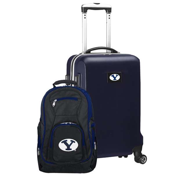 Brigham Young BYU Cougars Deluxe 2 Piece Backpack & Carry-On Set L104