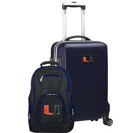 Miami Hurricanes Deluxe 2 Piece Backpack & Carry-On Set L104