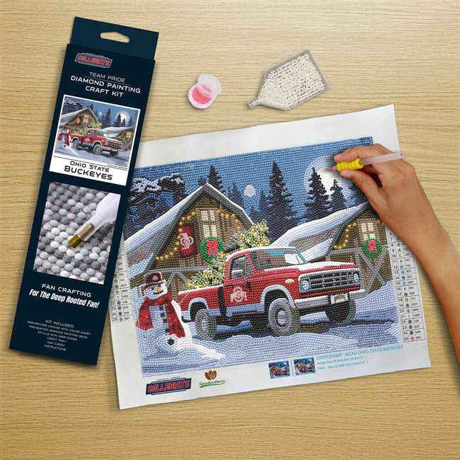 Ohio State Buckeyes Winter Farm Truck Diamond Painting Craft Kit    