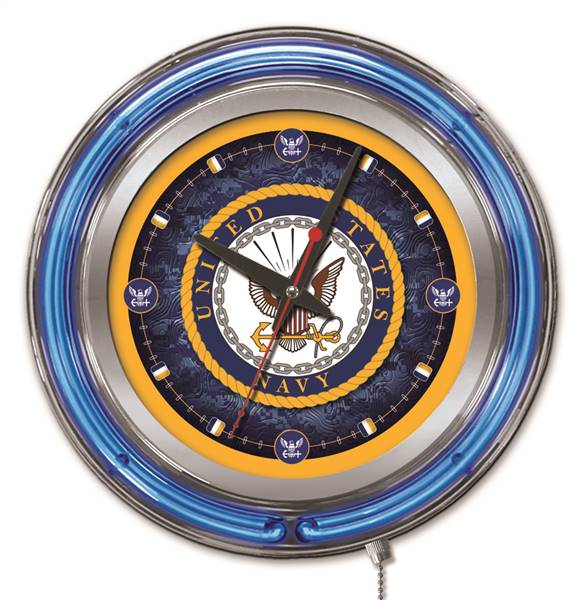 United States Navy 15 inch Double Neon Wall Clock