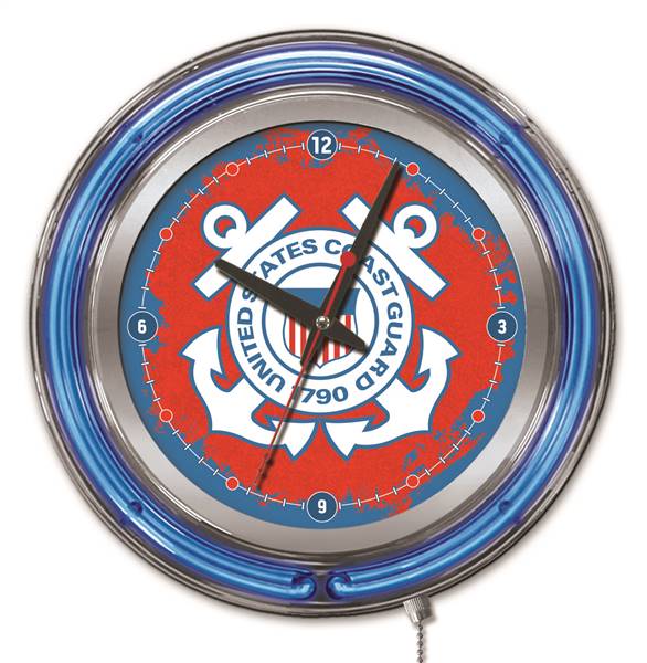 United States Coast Guard 15 inch Double Neon Wall Clock