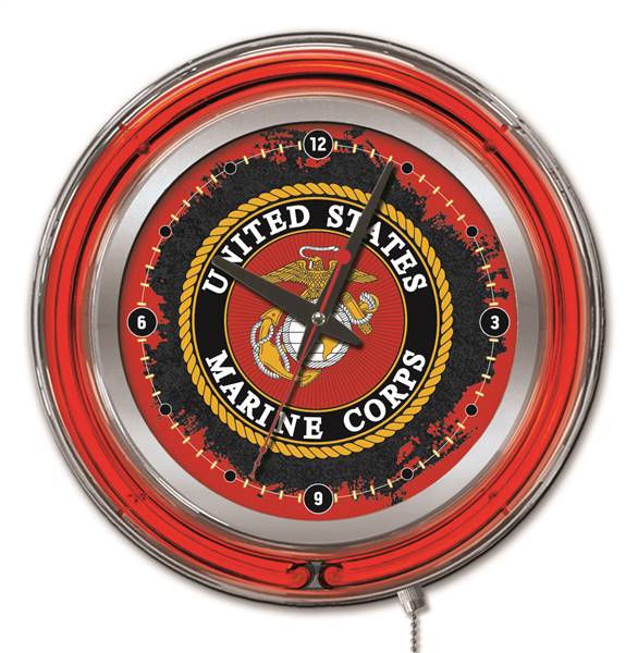 United States Marine Corps 15 inch Double Neon Wall Clock