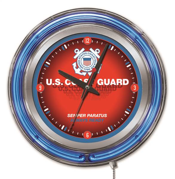United States Coast Guard 15 inch Double Neon Wall Clock