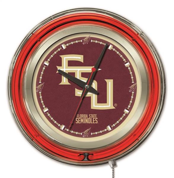 Florida State (Script) 15 inch Double Neon Wall Clock