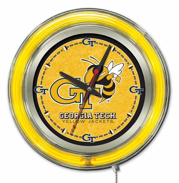 Georgia Tech 15 inch Double Neon Wall Clock