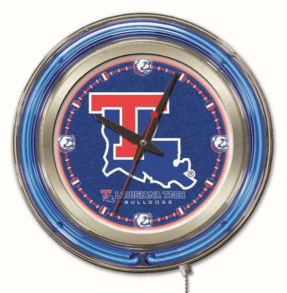 Louisiana Tech University 15 inch Double Neon Wall Clock