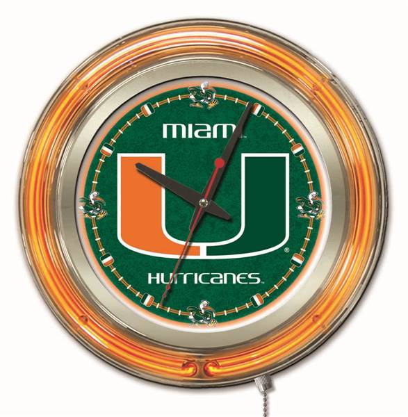 University of Miami (FL) 15 inch Double Neon Wall Clock