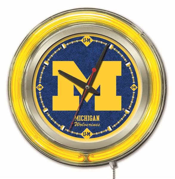 University of Michigan 15 inch Double Neon Wall Clock