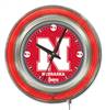 University of Nebraska 15 inch Double Neon Wall Clock