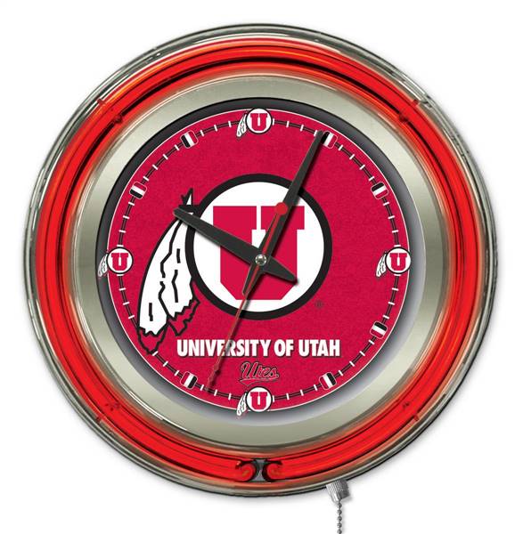 University of Utah 15 inch Double Neon Wall Clock