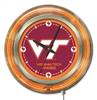 Virginia Tech University 15 inch Double Neon Wall Clock