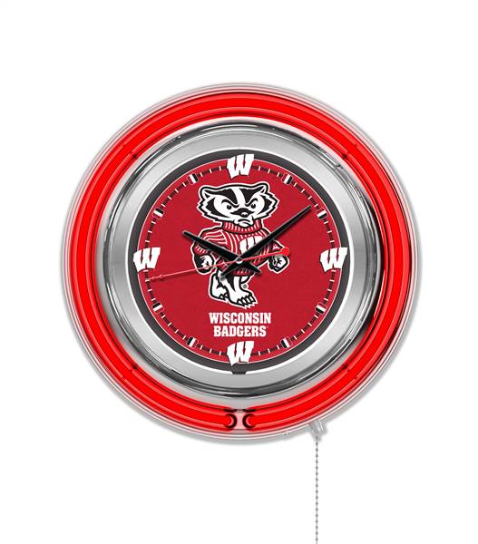 University of Wisconsin (Badger)  15 inch Double Neon Wall Clock