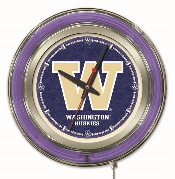 University of Washington 15 inch Double Neon Wall Clock