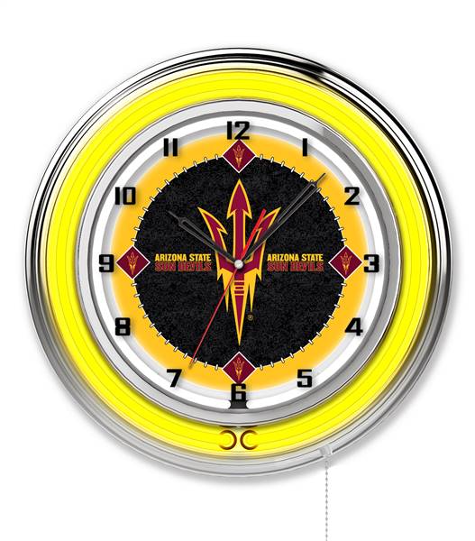 Arizona State University (Pitchfork) 19 inch Double Neon Wall Clock