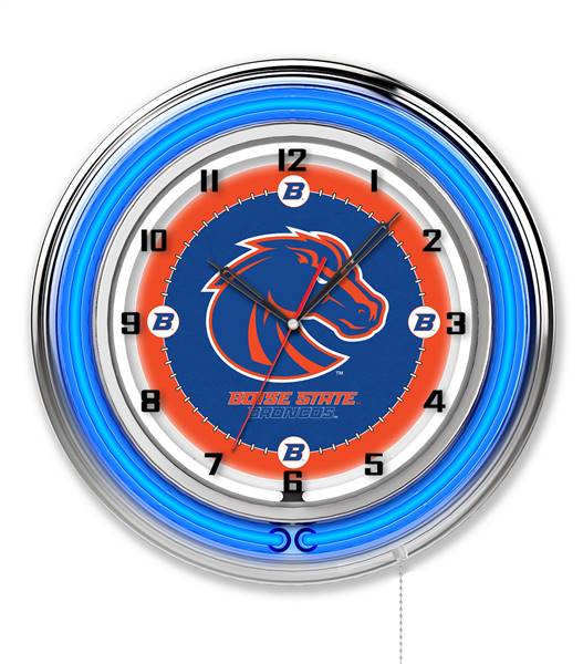 Boise State University 19 inch Double Neon Wall Clock