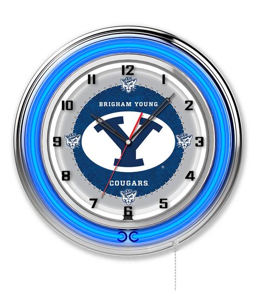 Brigham Young University 19 inch Double Neon Wall Clock