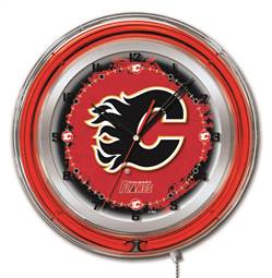 Calgary Flames 19 inch Double Neon Wall Clock