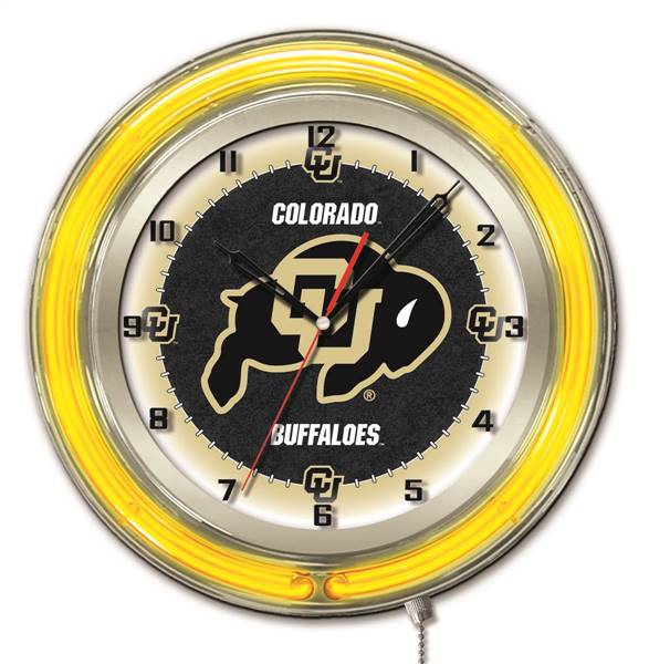 University of Colorado 19 inch Double Neon Wall Clock