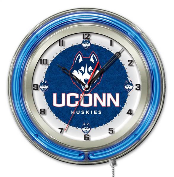 University of Connecticut 19 inch Double Neon Wall Clock