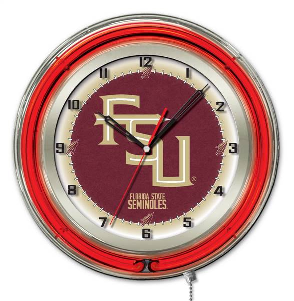 Florida State (Script) 19 inch Double Neon Wall Clock