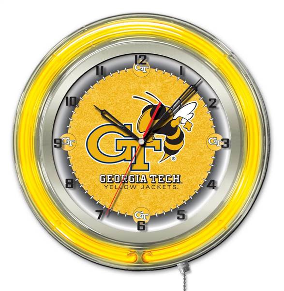 Georgia Tech 19 inch Double Neon Wall Clock