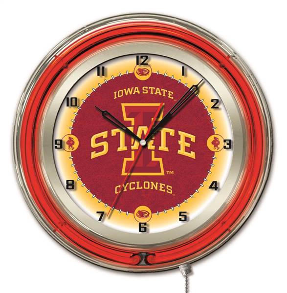 Iowa State University 19 inch Double Neon Wall Clock