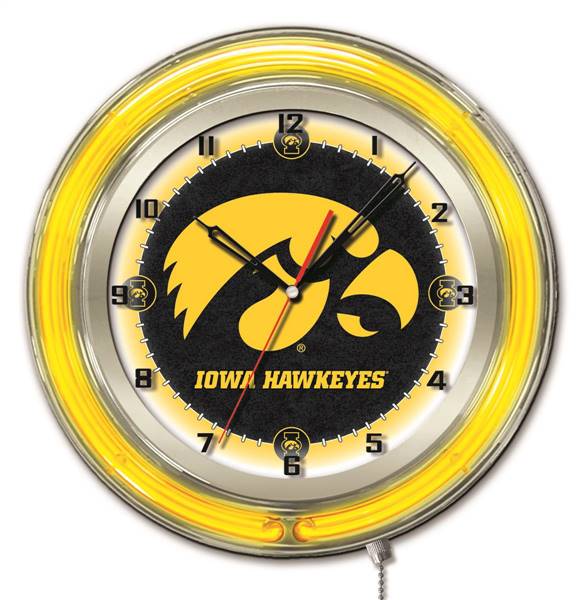University of Iowa 19 inch Double Neon Wall Clock