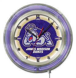 James Madison University 19 inch Double Neon Wall Clock