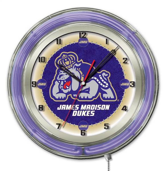 James Madison University 19 inch Double Neon Wall Clock