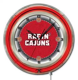 University of Louisiana at Lafayette 19 inch Double Neon Wall Clock