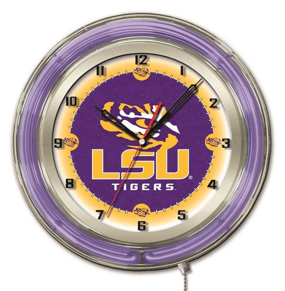 Louisiana State University 19 inch Double Neon Wall Clock
