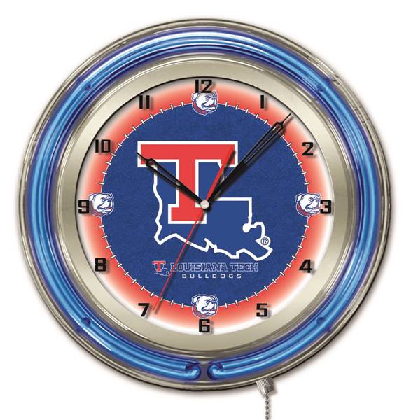 Louisiana Tech University 19 inch Double Neon Wall Clock