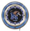 University of Memphis 19 inch Double Neon Wall Clock