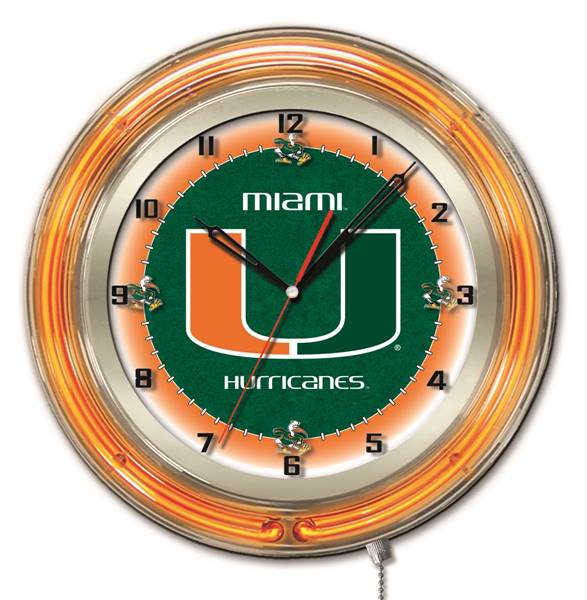 University of Miami (FL) 19 inch Double Neon Wall Clock