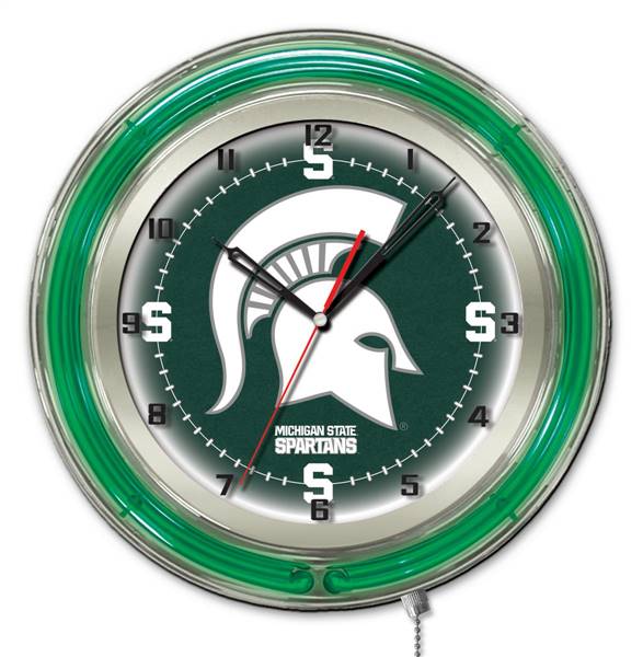 Michigan State University 19 inch Double Neon Wall Clock