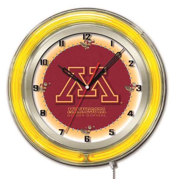 University of Minnesota 19 inch Double Neon Wall Clock
