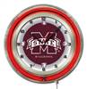 Mississippi State University 19 inch Double Neon Wall Clock